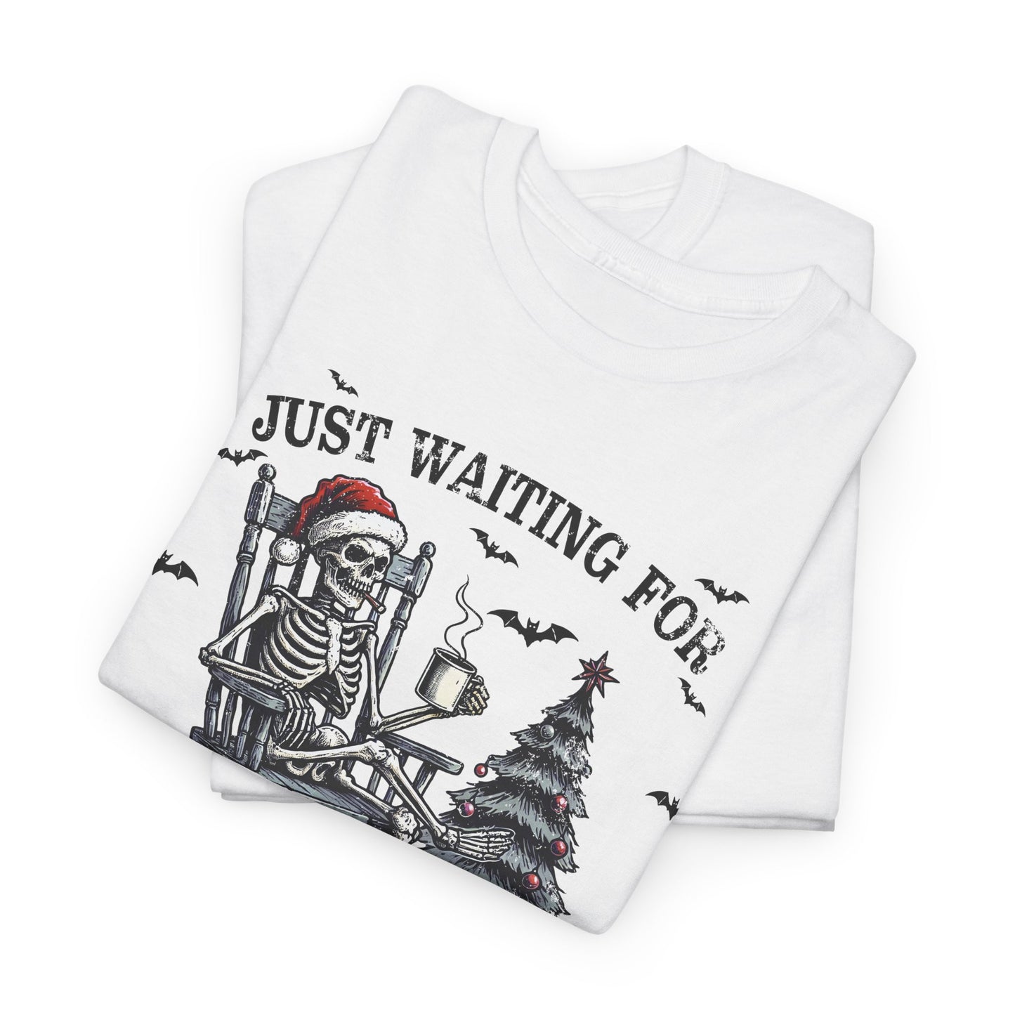 Just Waiting For Christmas Skeleton - Unisex Tee