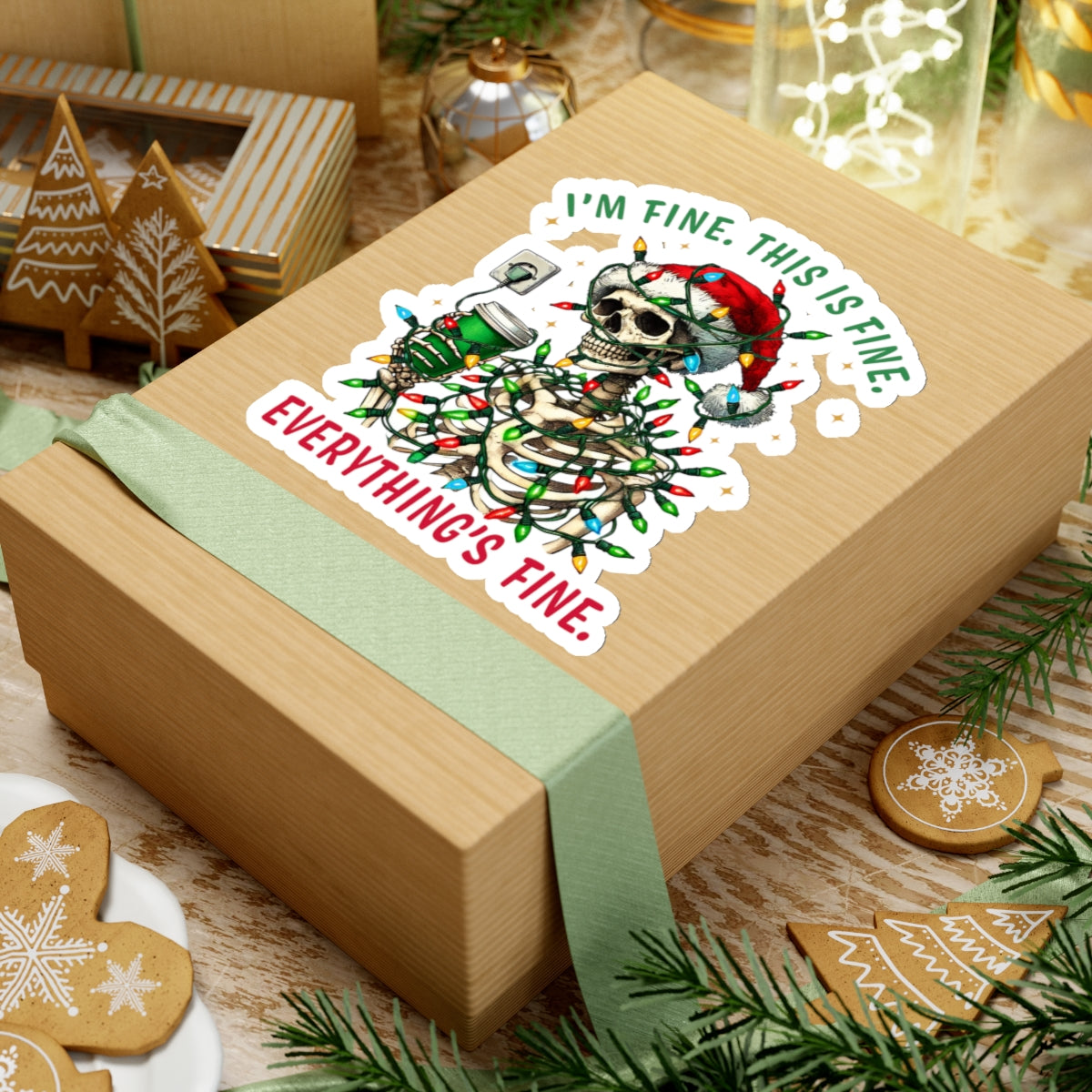 I'm Fine. This Is Fine. Everything Is Fine. (Christmas) - Kiss-Cut Stickers