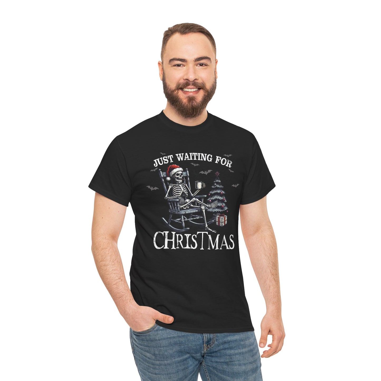 Just Waiting For Christmas Skeleton - Unisex Tee