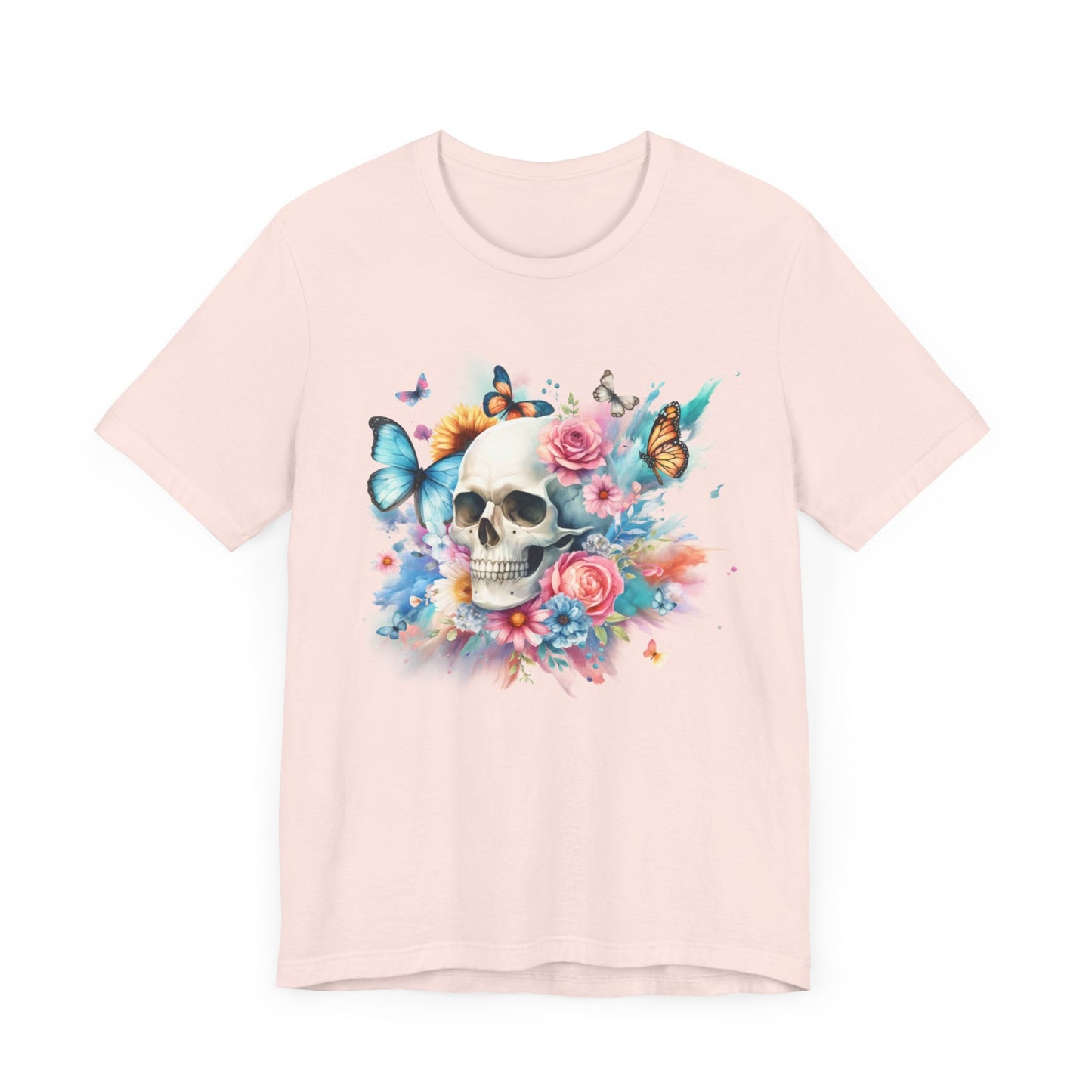 Watercolor Skull and Butterflies - Unisex Jersey Short Sleeve Tee