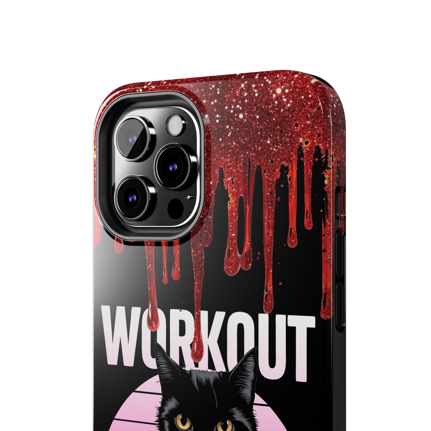 Edgy Cat Tough Phone Case - 'Workout Because Murder Is Wrong'