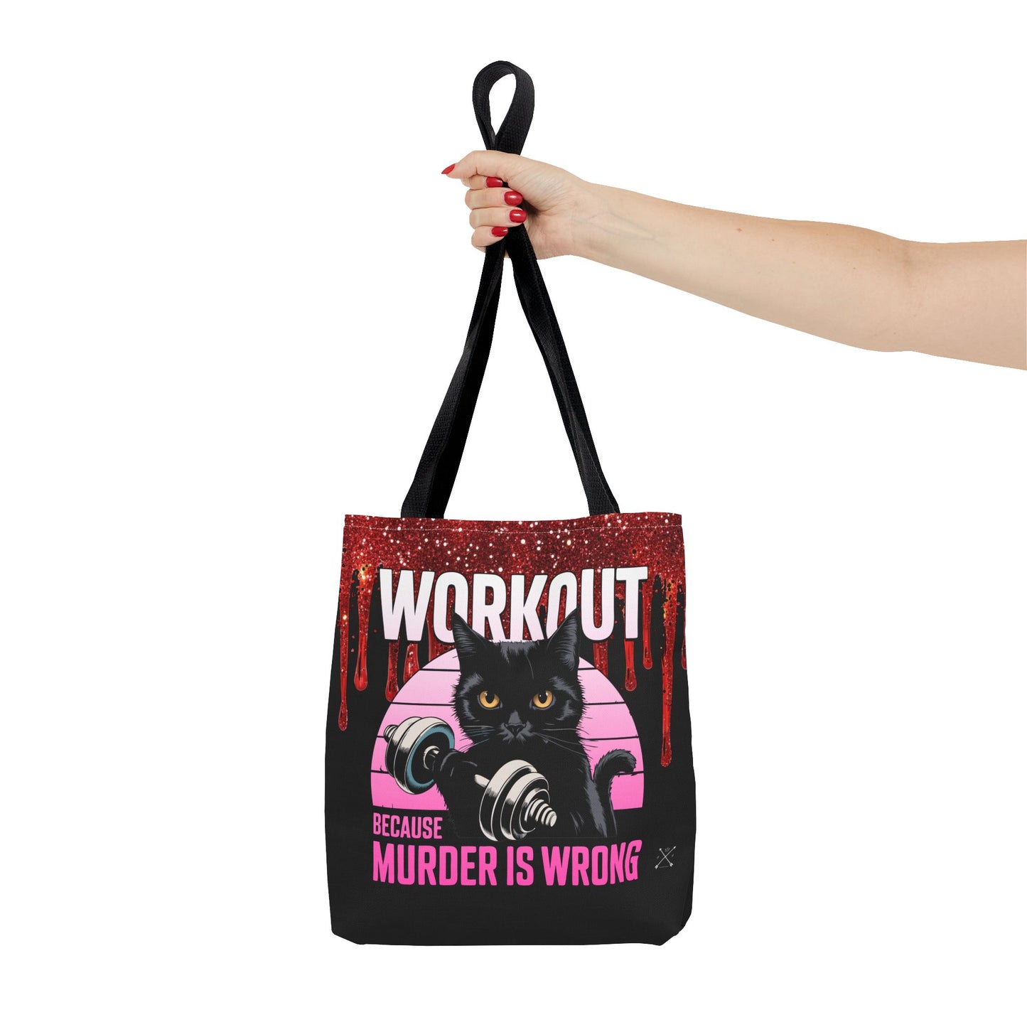 Tote Bag - Cat Design | 'Workout Because Murder is Wrong'