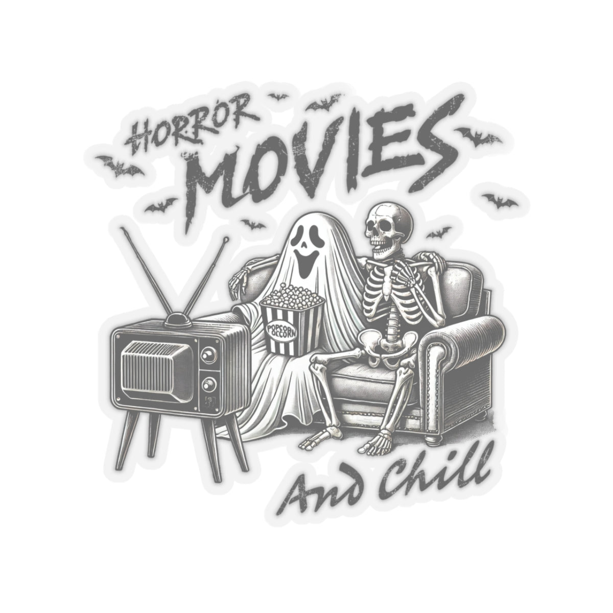Horror Movies and Chill - Kiss-Cut Stickers
