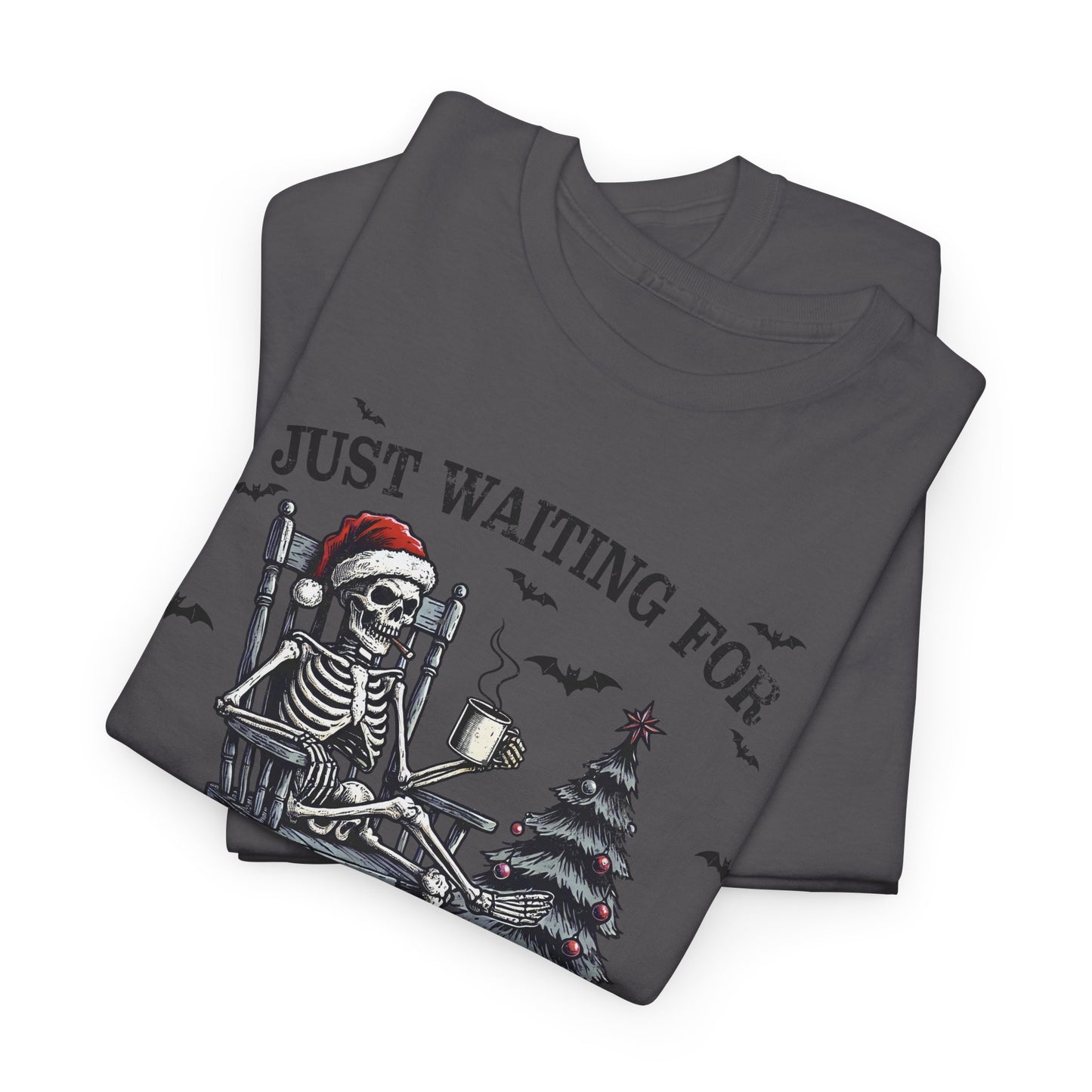 Just Waiting For Christmas Skeleton - Unisex Tee