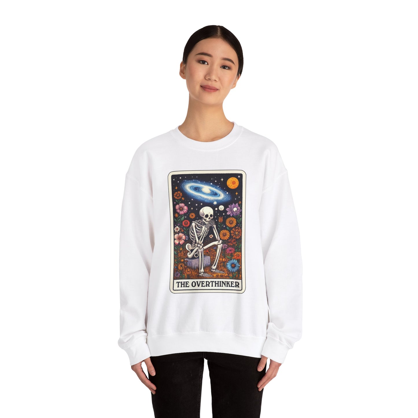 The Overthinker Skeleton Tarot Card - Sweatshirt