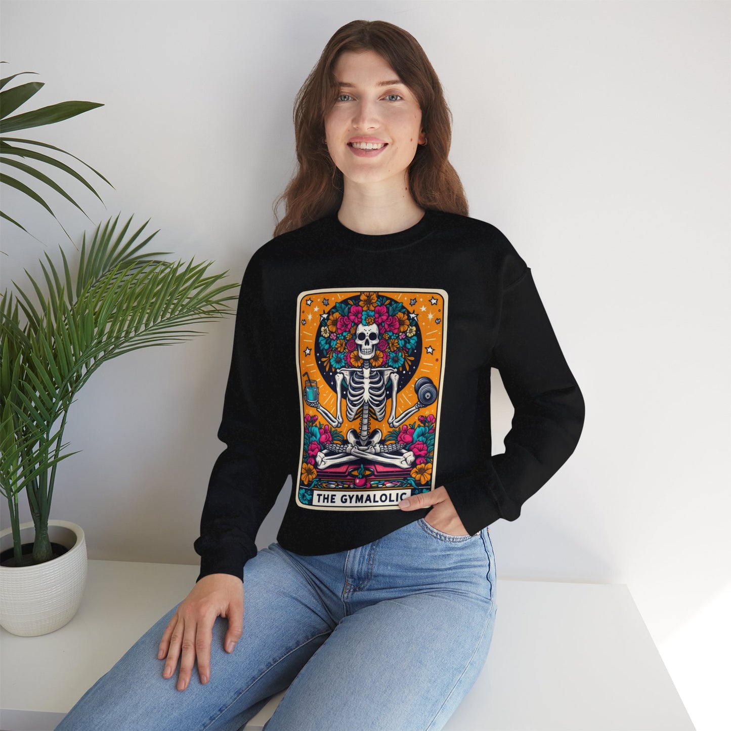Gymaholic Skeleton Tarot Card - Unisex Heavy Blend™ Sweatshirt
