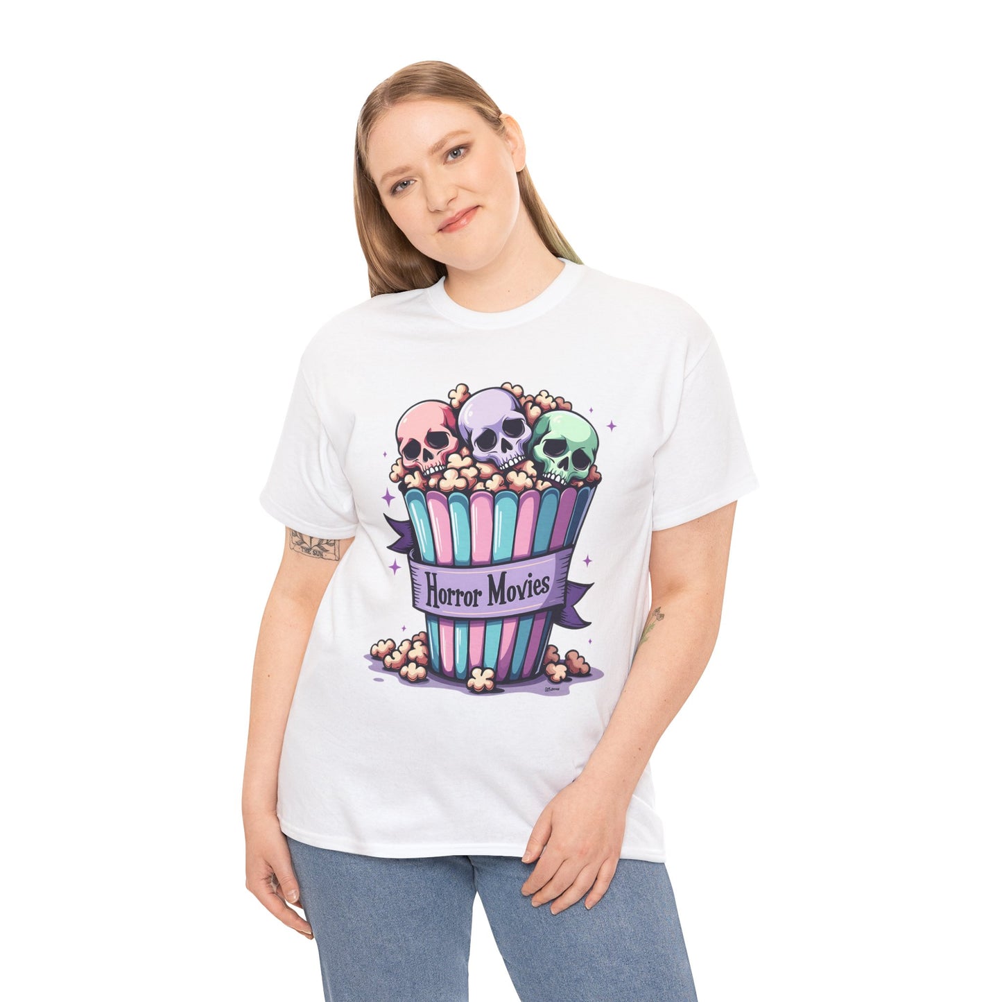 Horror Movies Popcorn Bucket - Unisex Heavy Cotton Tee