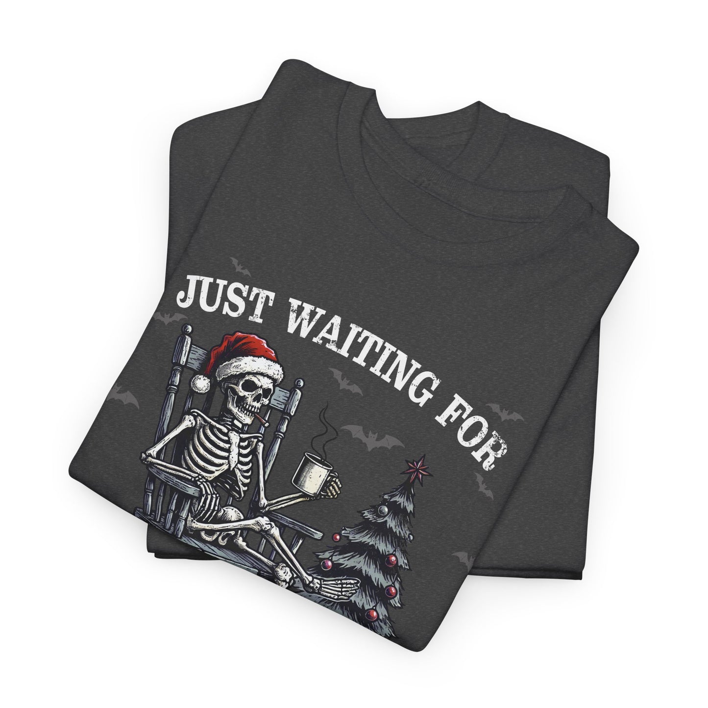 Just Waiting For Christmas Skeleton - Unisex Tee