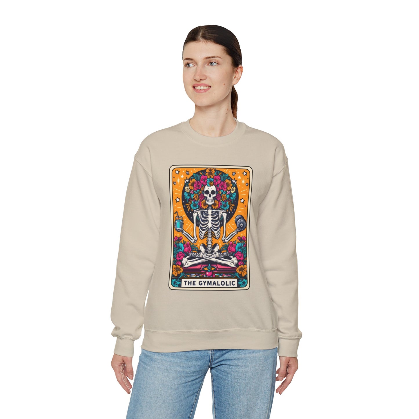 Gymaholic Skeleton Tarot Card - Unisex Heavy Blend™ Sweatshirt