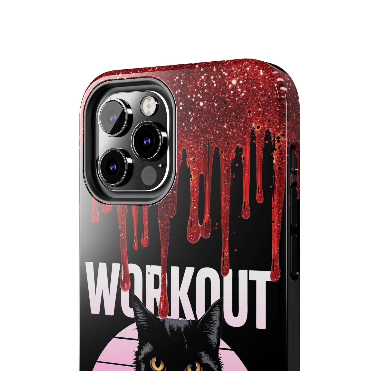 Edgy Cat Tough Phone Case - 'Workout Because Murder Is Wrong'