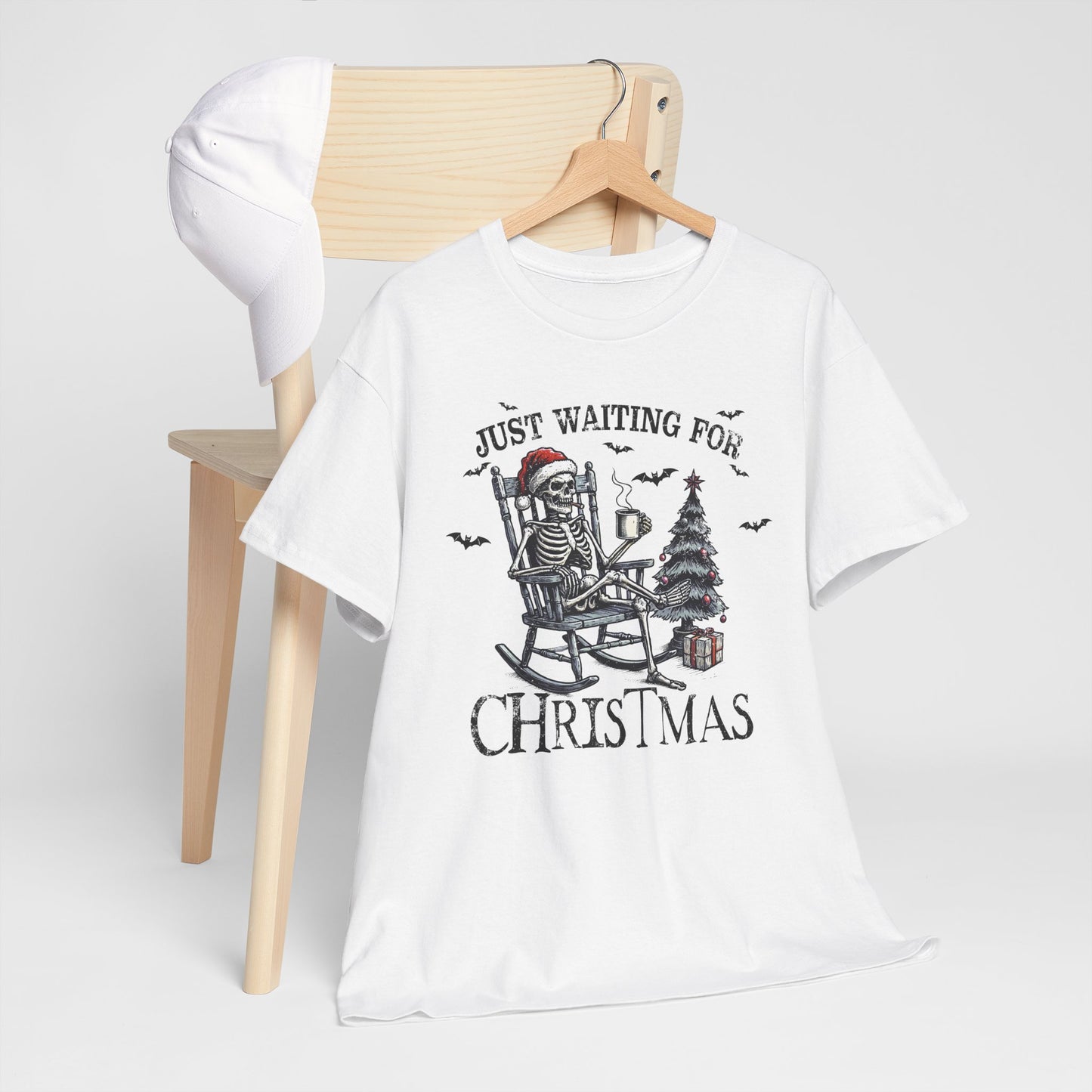 Just Waiting For Christmas Skeleton - Unisex Tee