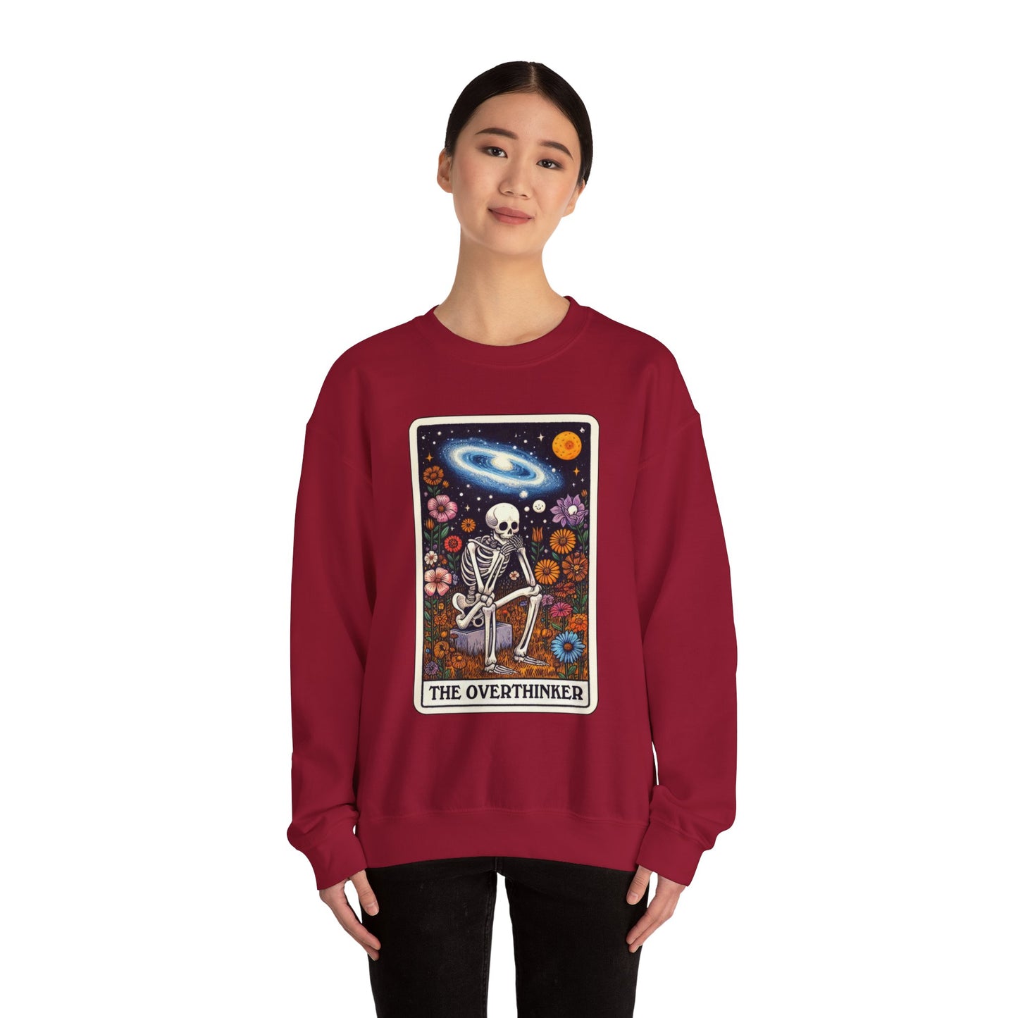 The Overthinker Skeleton Tarot Card - Sweatshirt