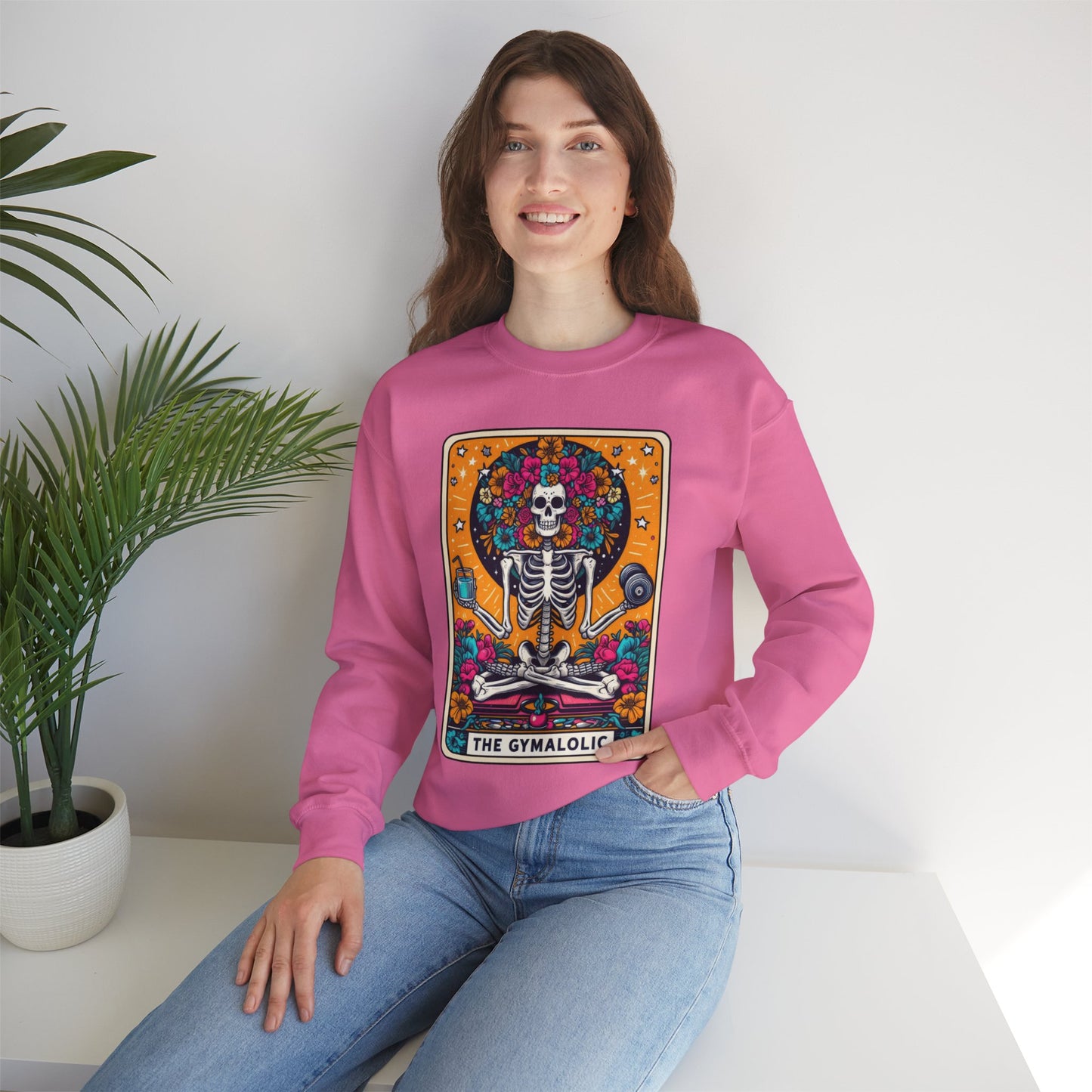 Gymaholic Skeleton Tarot Card - Unisex Heavy Blend™ Sweatshirt