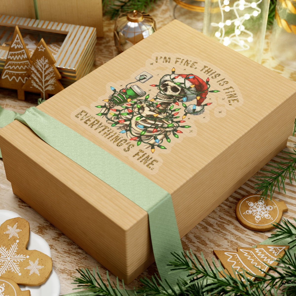 I'm Fine. This Is Fine. Everything Is Fine. (Christmas Gold) - Kiss-Cut Stickers