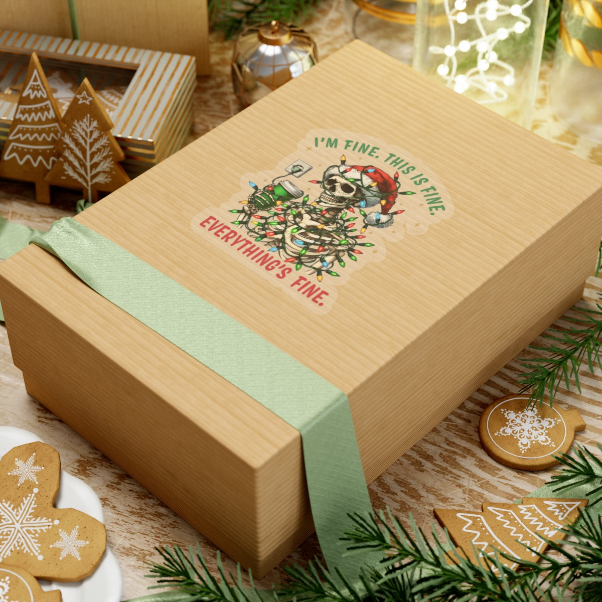 I'm Fine. This Is Fine. Everything Is Fine. (Christmas) - Kiss-Cut Stickers