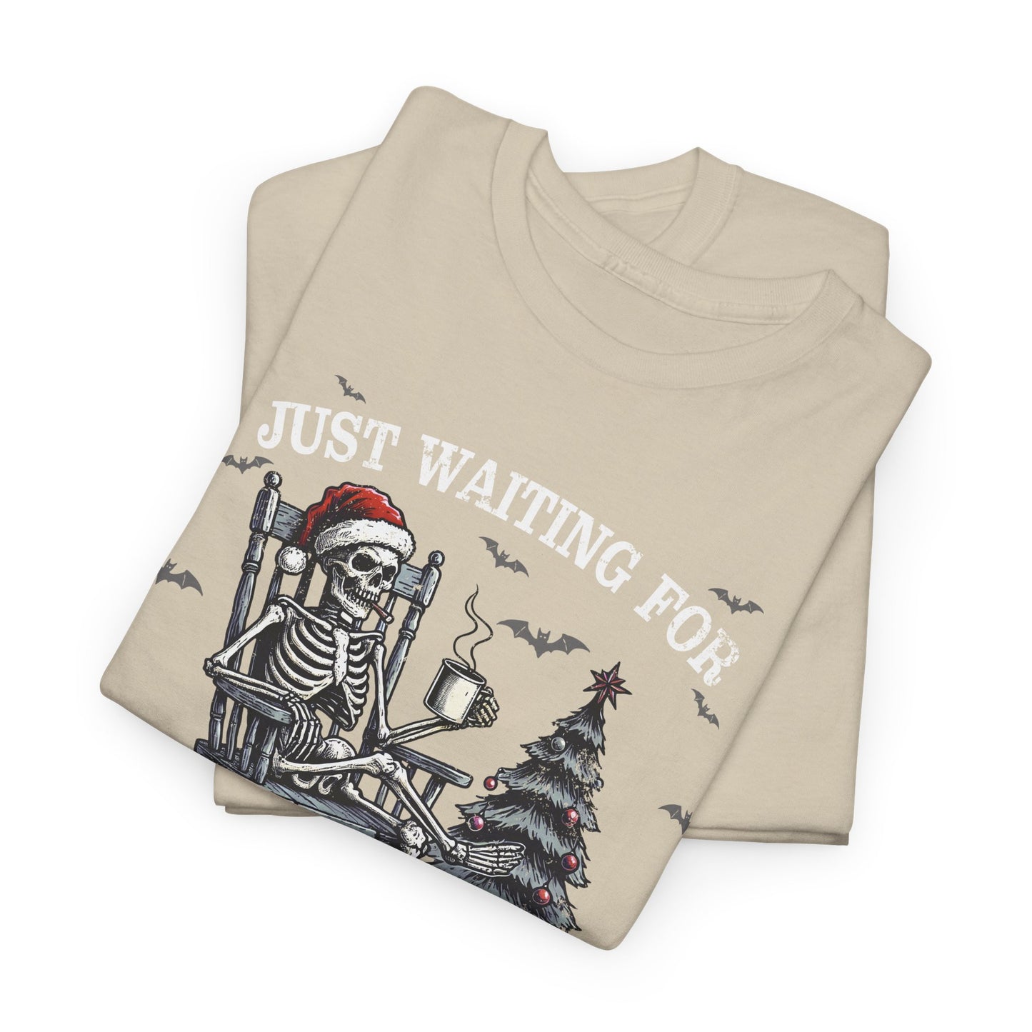Just Waiting For Christmas Skeleton - Unisex Tee
