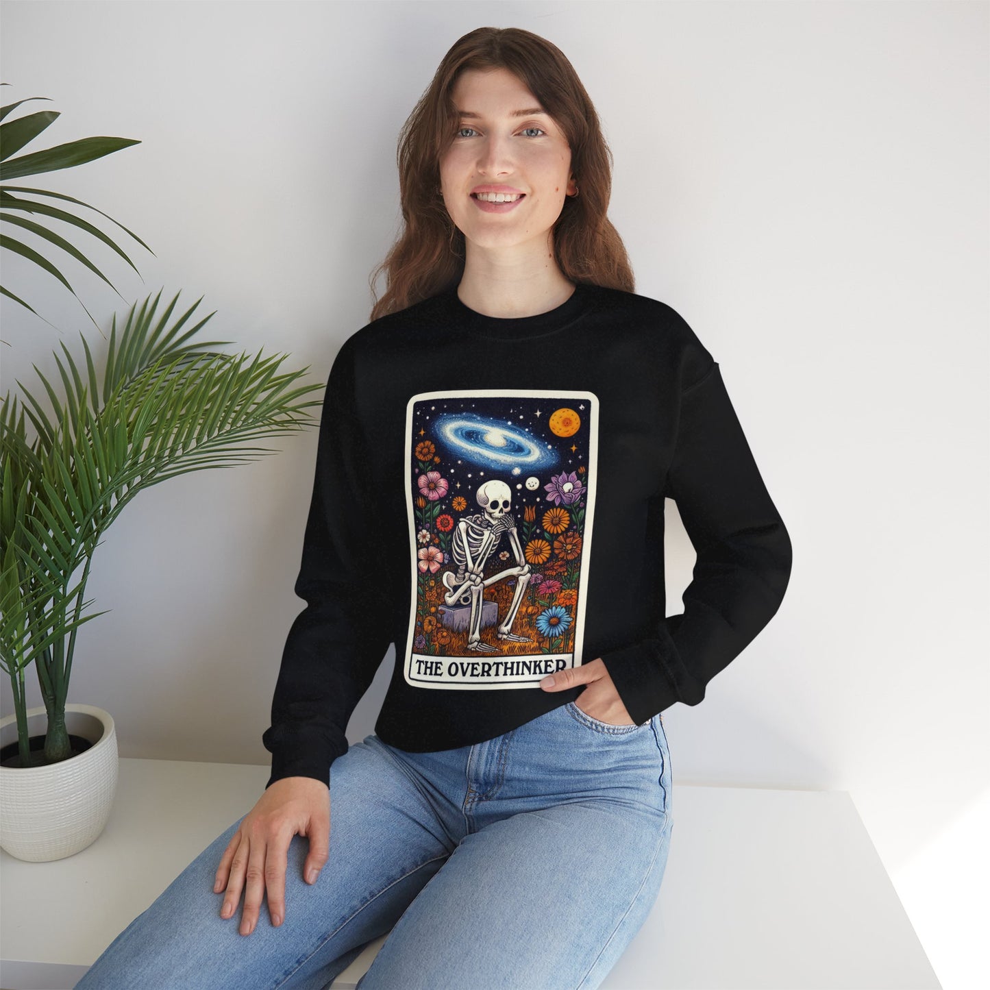The Overthinker Skeleton Tarot Card - Sweatshirt