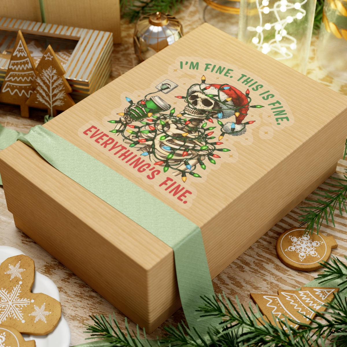 I'm Fine. This Is Fine. Everything Is Fine. (Christmas) - Kiss-Cut Stickers