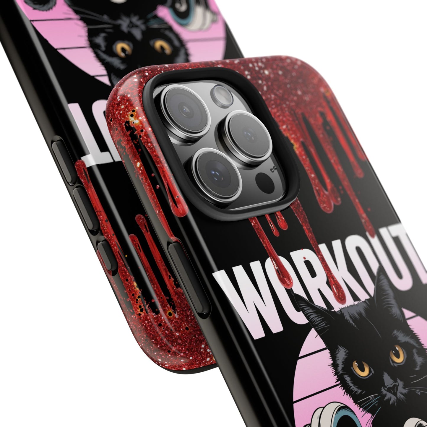 Edgy Cat Tough Phone Case - 'Workout Because Murder Is Wrong'