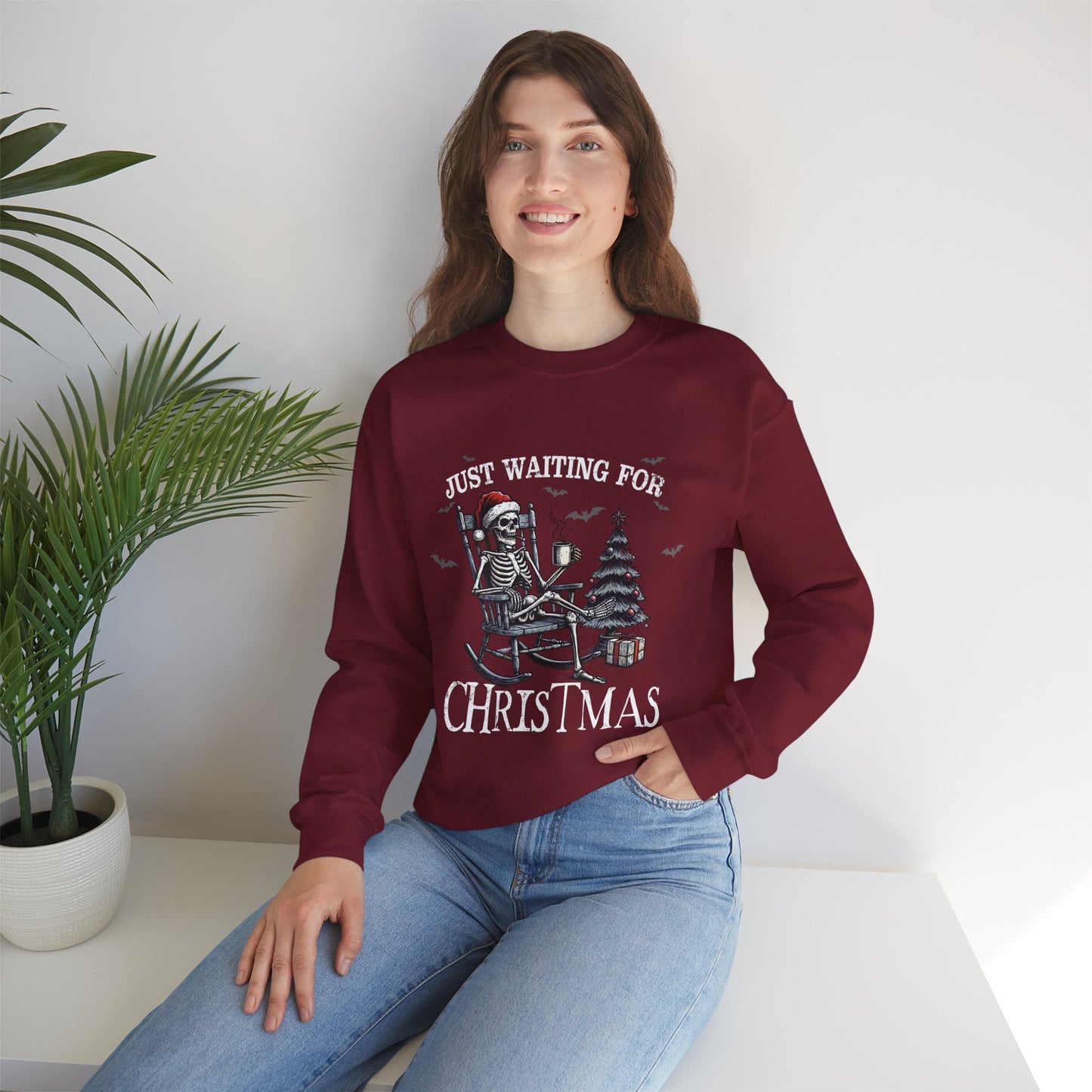 Just Waiting For Christmas Skeleton - Unisex Sweatshirt