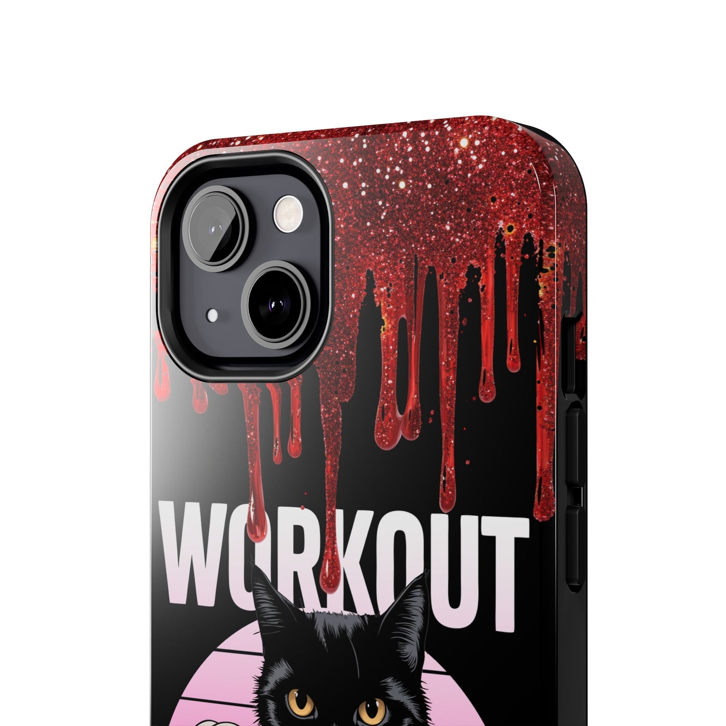 Edgy Cat Tough Phone Case - 'Workout Because Murder Is Wrong'