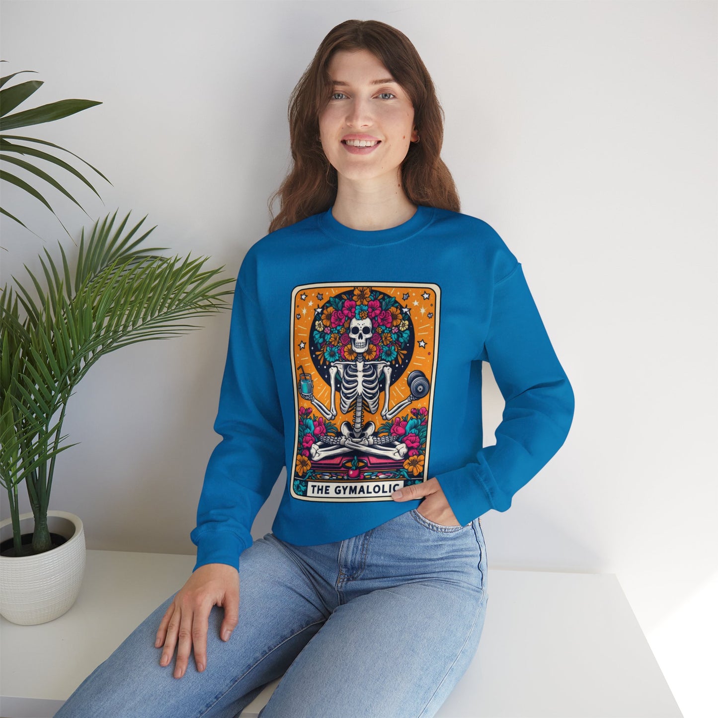 Gymaholic Skeleton Tarot Card - Unisex Heavy Blend™ Sweatshirt