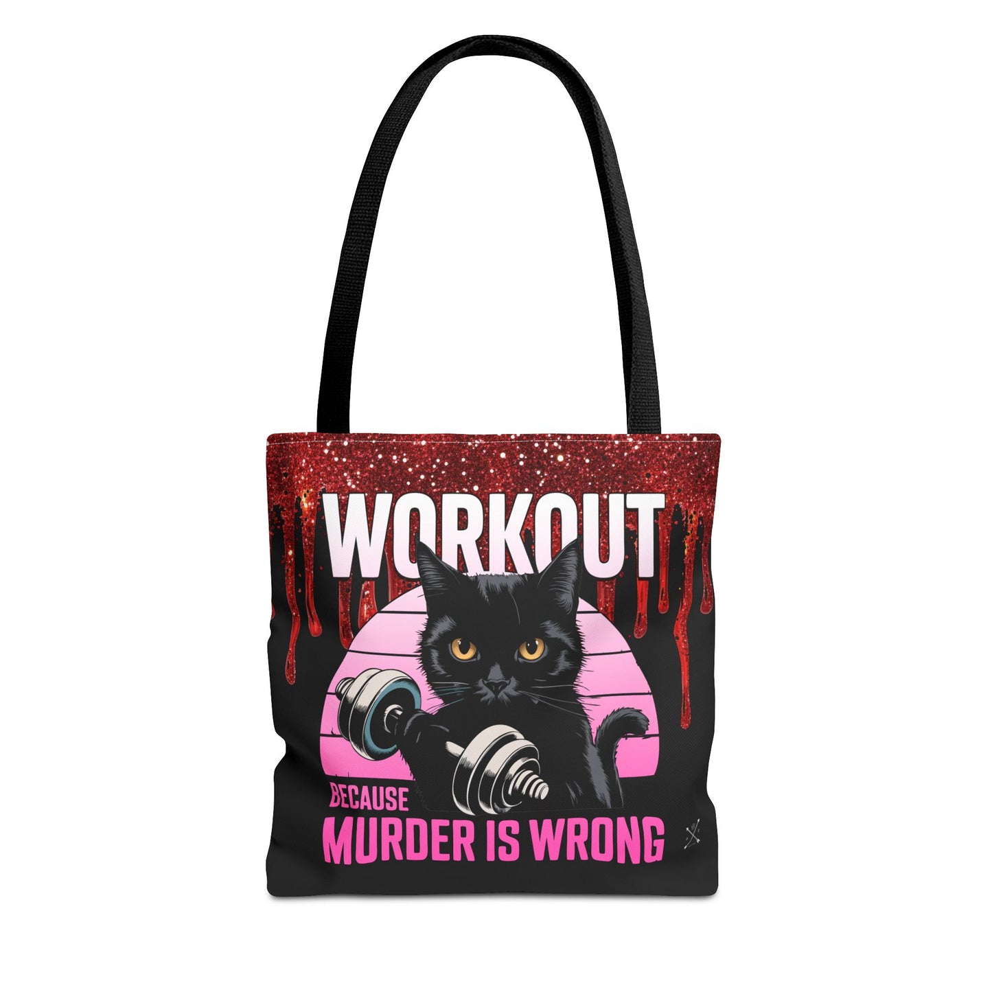 Tote Bag - Cat Design | 'Workout Because Murder is Wrong'