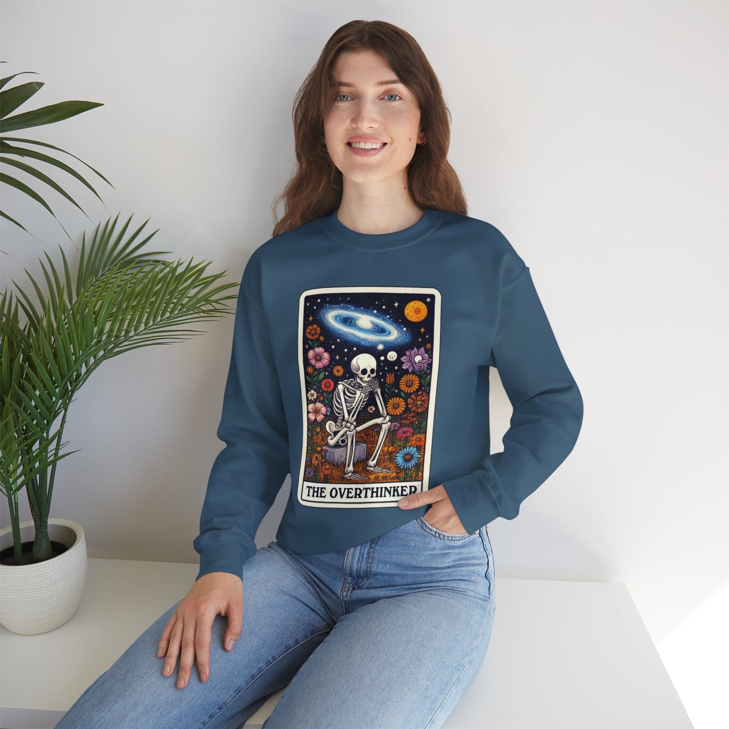The Overthinker Skeleton Tarot Card - Sweatshirt