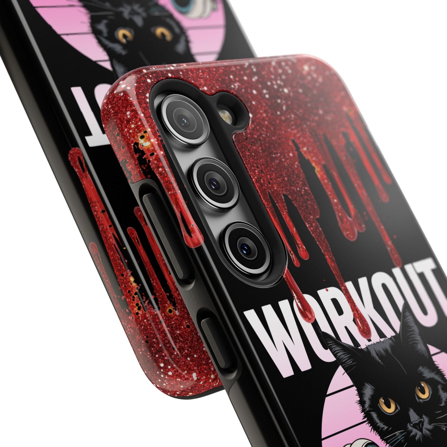 Edgy Cat Tough Phone Case - 'Workout Because Murder Is Wrong'