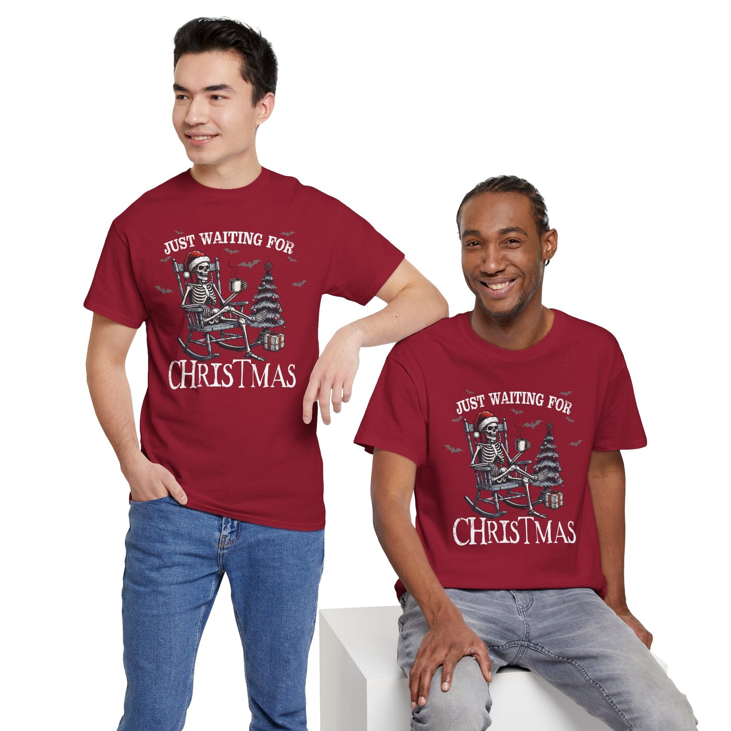 Just Waiting For Christmas Skeleton - Unisex Tee