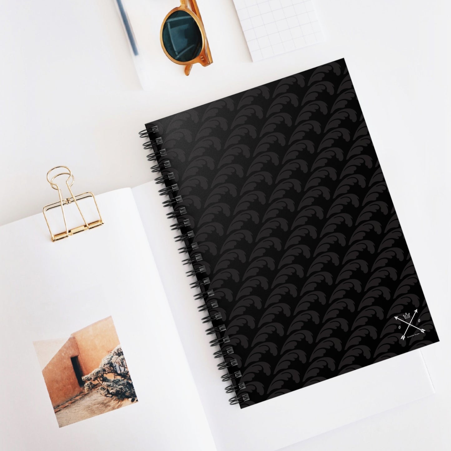 Beautiful Beloved Flourish (black/black) - Spiral Notebook - Ruled Line