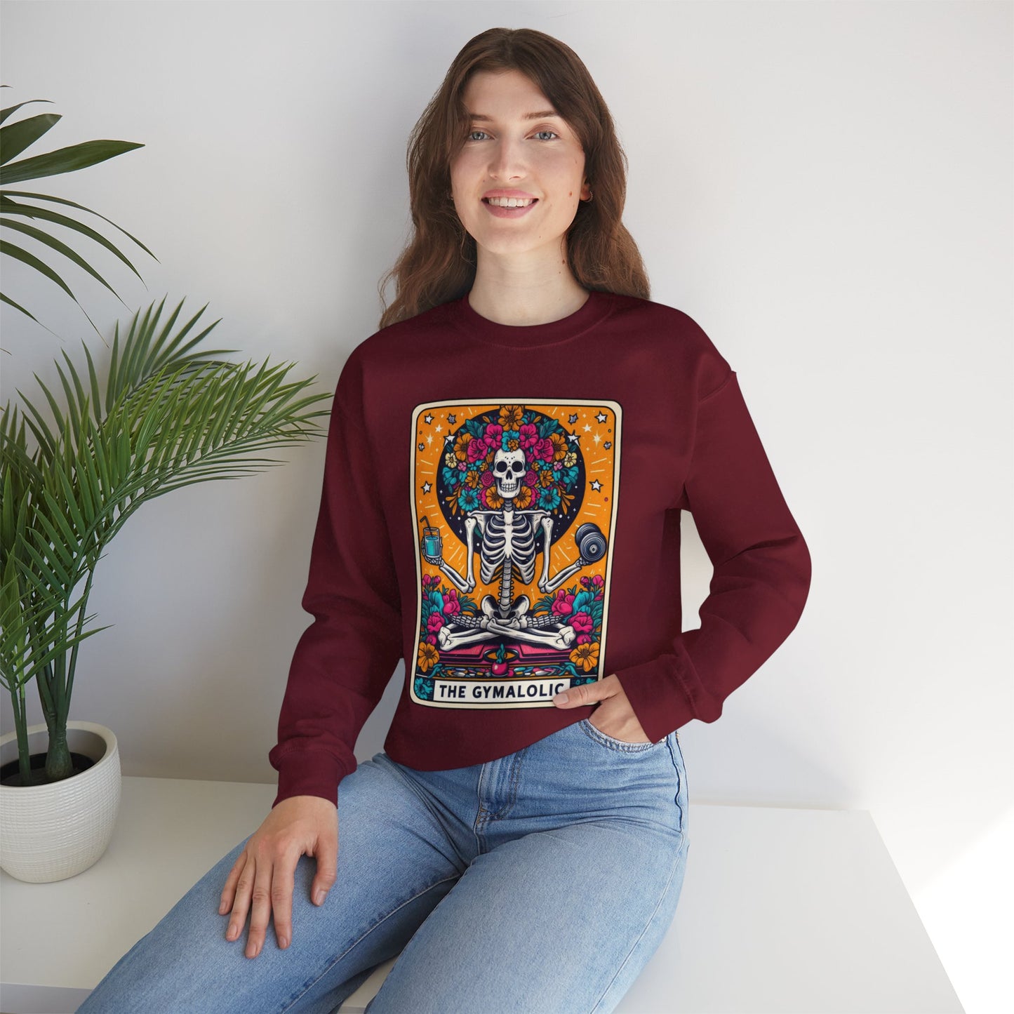 Gymaholic Skeleton Tarot Card - Unisex Heavy Blend™ Sweatshirt