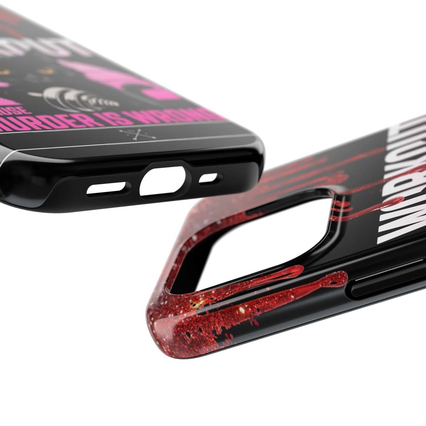 Edgy Cat Tough Phone Case - 'Workout Because Murder Is Wrong'