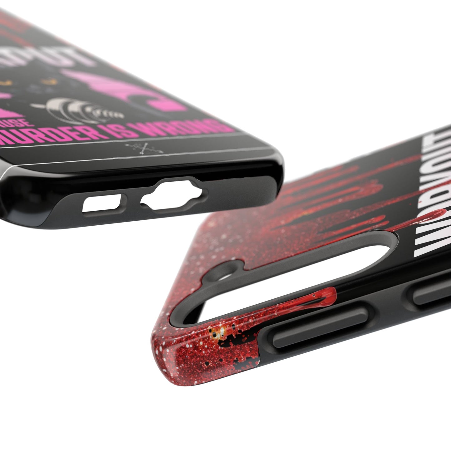 Edgy Cat Tough Phone Case - 'Workout Because Murder Is Wrong'