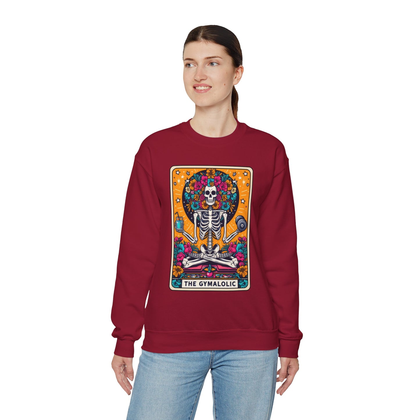 Gymaholic Skeleton Tarot Card - Unisex Heavy Blend™ Sweatshirt