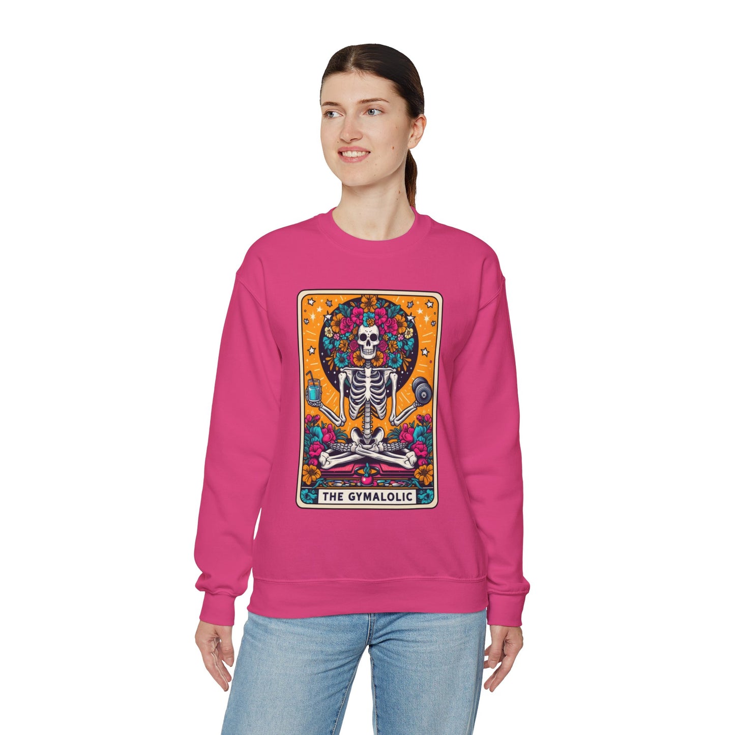 Gymaholic Skeleton Tarot Card - Unisex Heavy Blend™ Sweatshirt