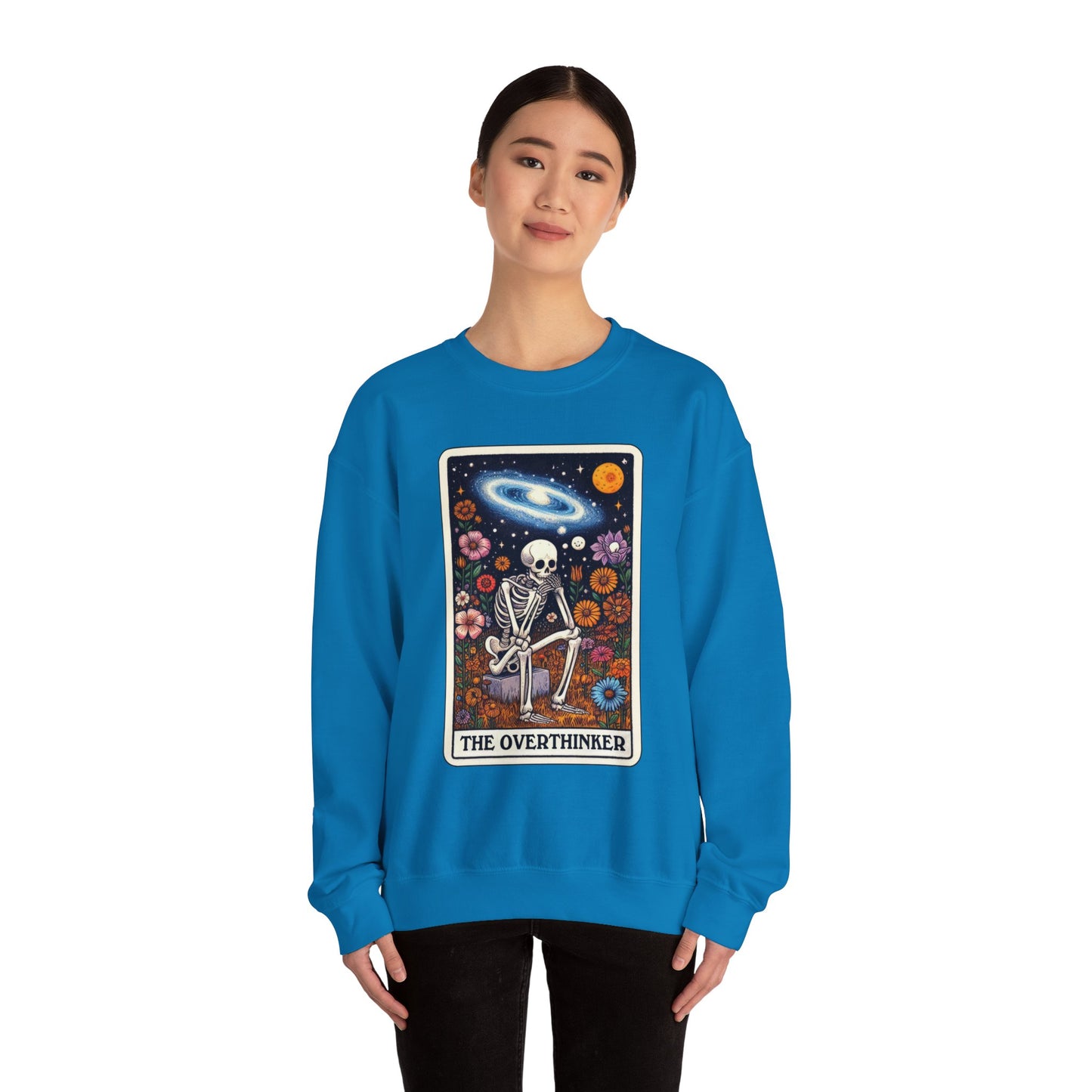 The Overthinker Skeleton Tarot Card - Sweatshirt