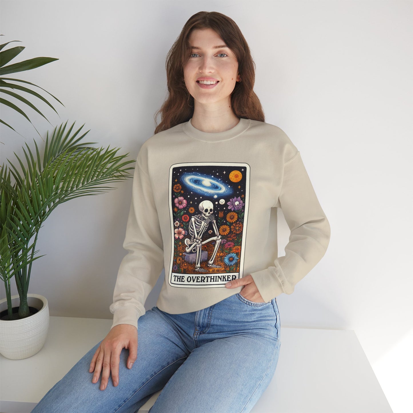 The Overthinker Skeleton Tarot Card - Sweatshirt