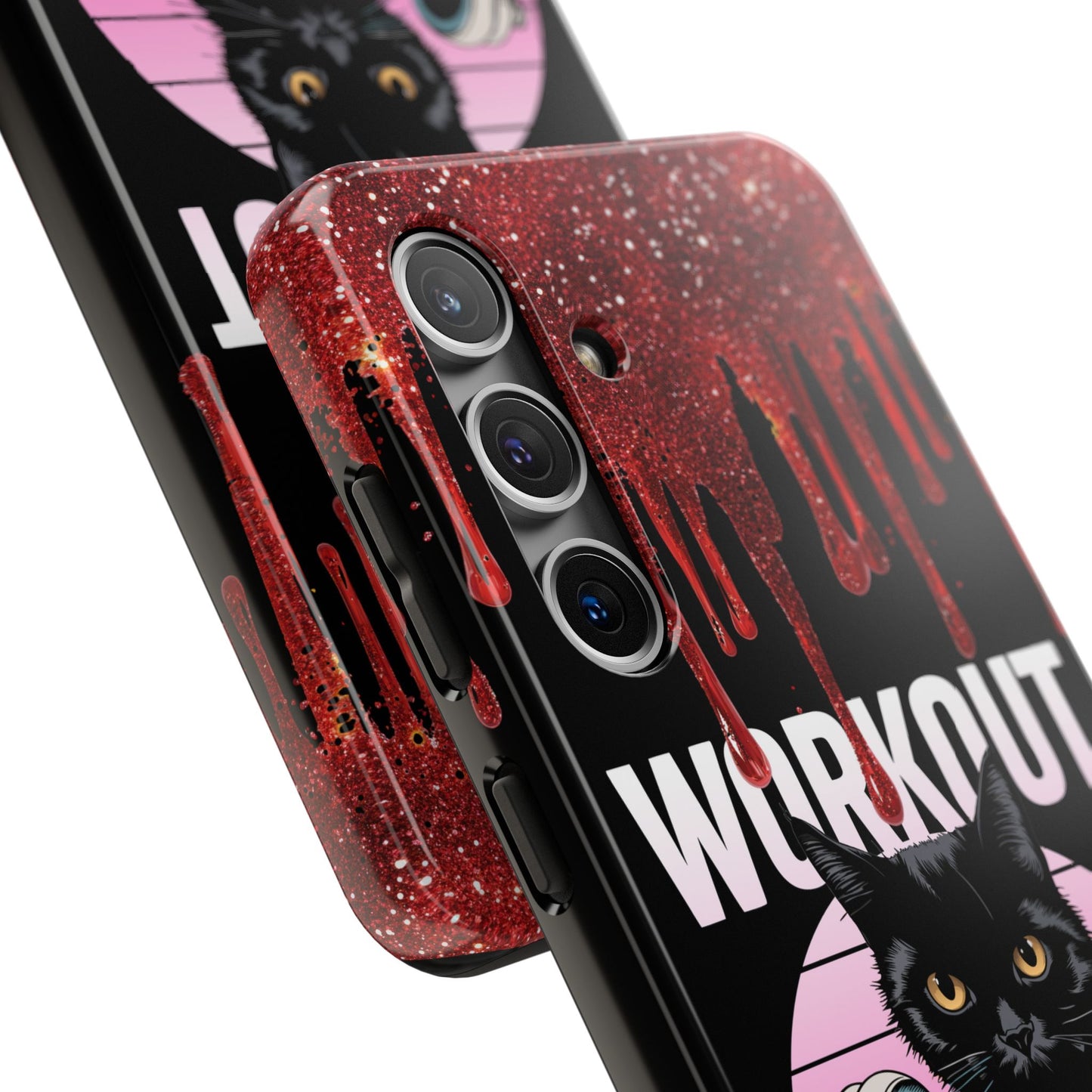 Edgy Cat Tough Phone Case - 'Workout Because Murder Is Wrong'