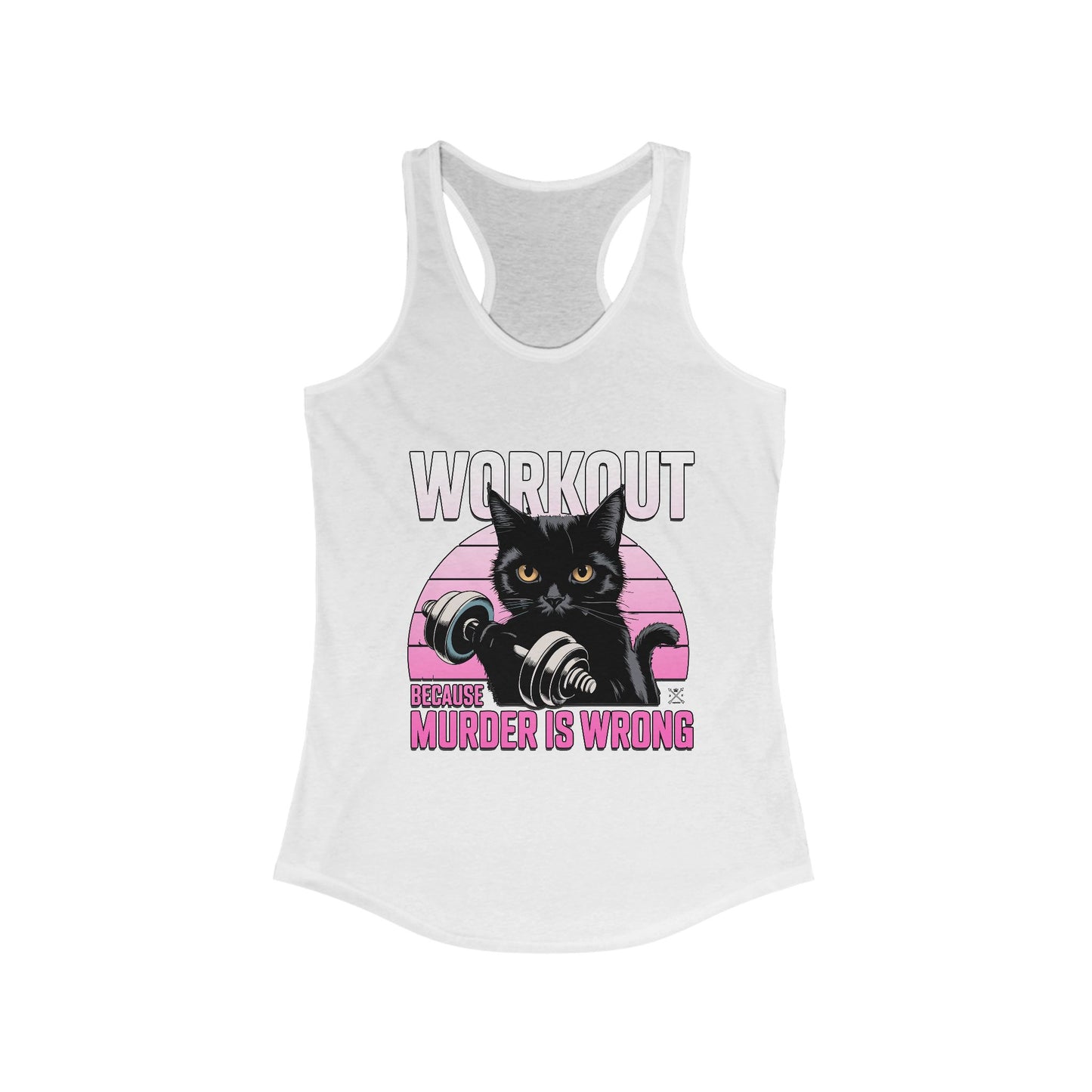 Women’s Workout Tank Top - 'Murder is Wrong' Cat Design