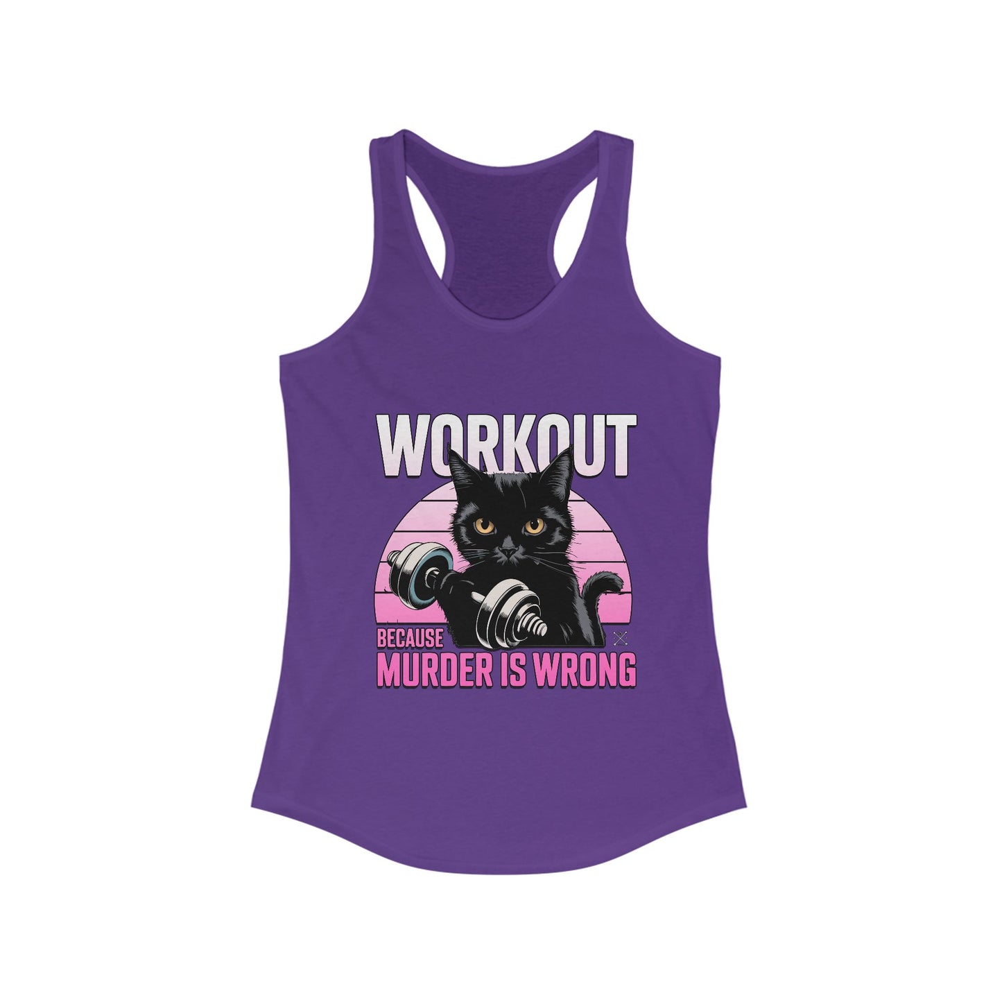 Women’s Workout Tank Top - 'Murder is Wrong' Cat Design