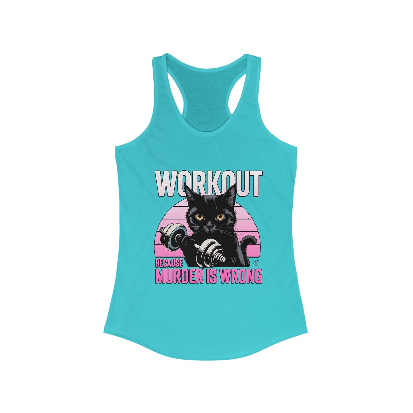 Women’s Workout Tank Top - 'Murder is Wrong' Cat Design