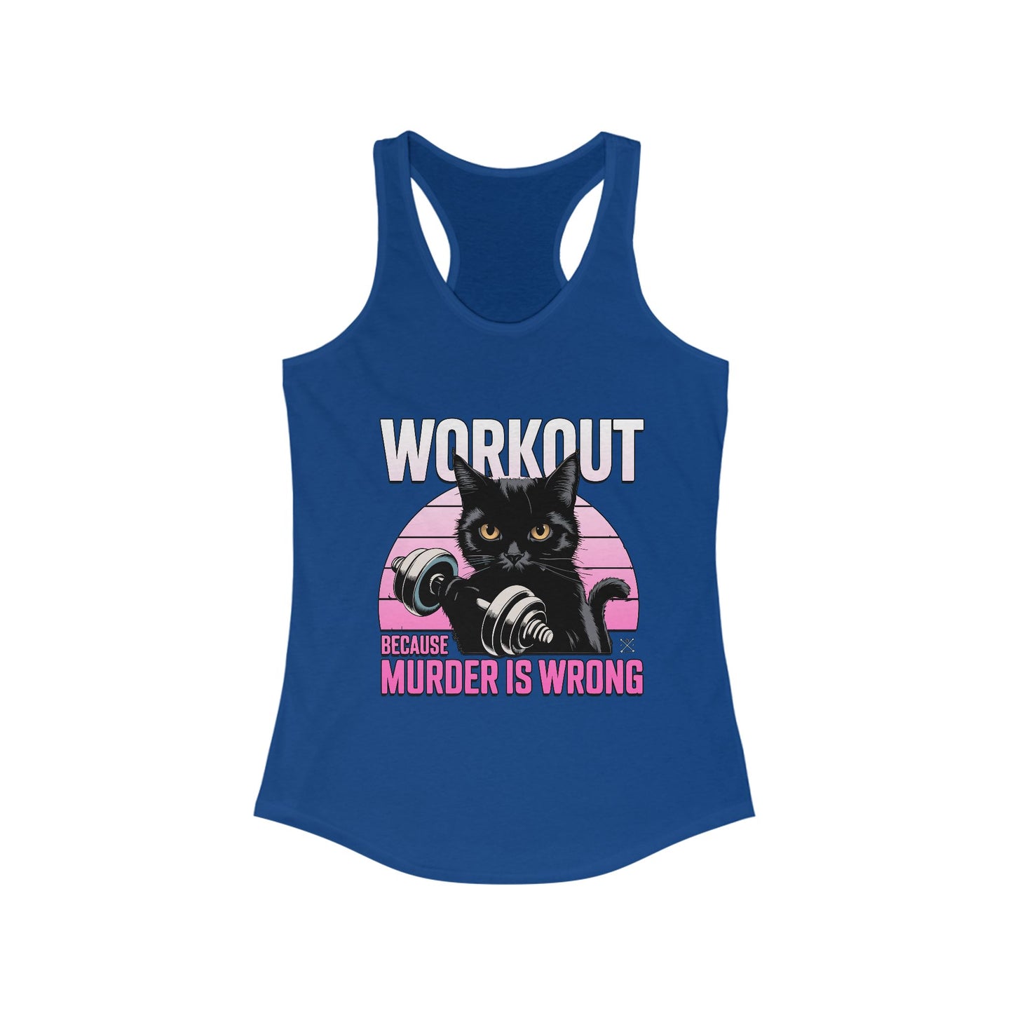 Women’s Workout Tank Top - 'Murder is Wrong' Cat Design