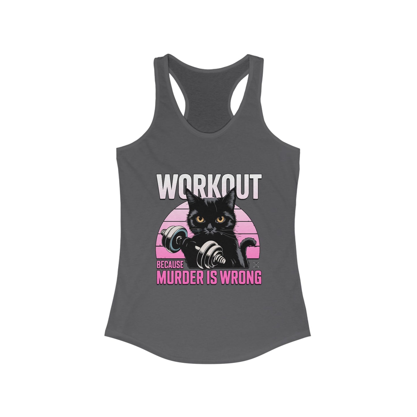 Women’s Workout Tank Top - 'Murder is Wrong' Cat Design