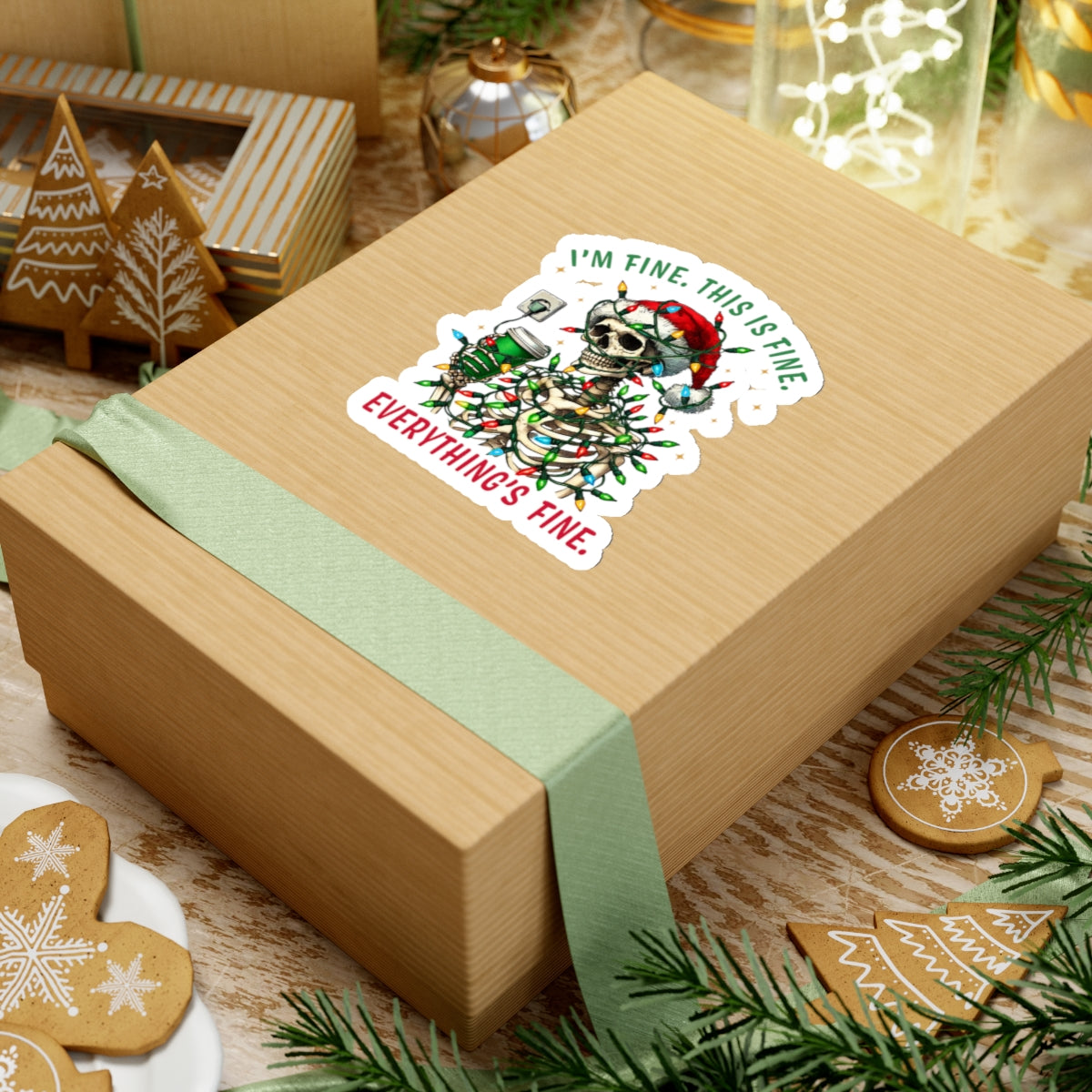 I'm Fine. This Is Fine. Everything Is Fine. (Christmas) - Kiss-Cut Stickers