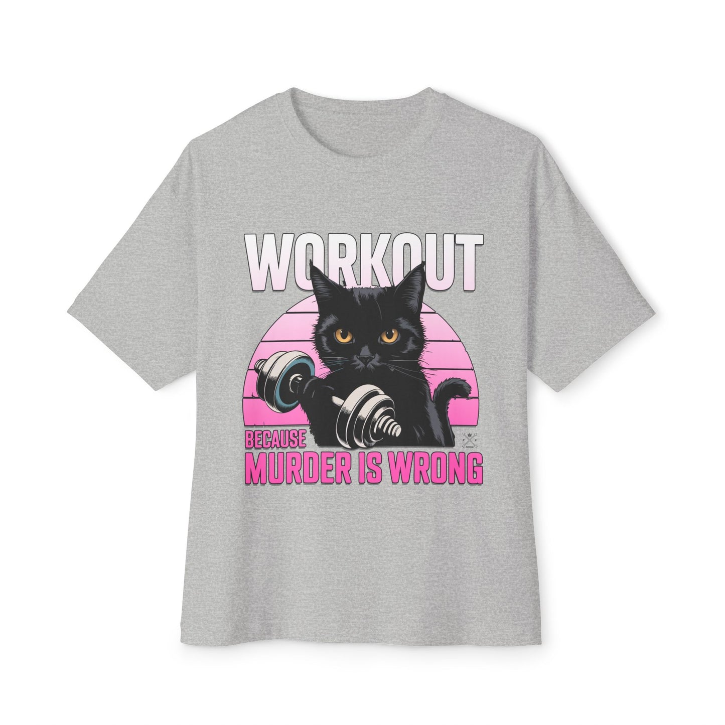 Funny Cat Workout Tee - Unisex Oversized Boxy T-Shirt