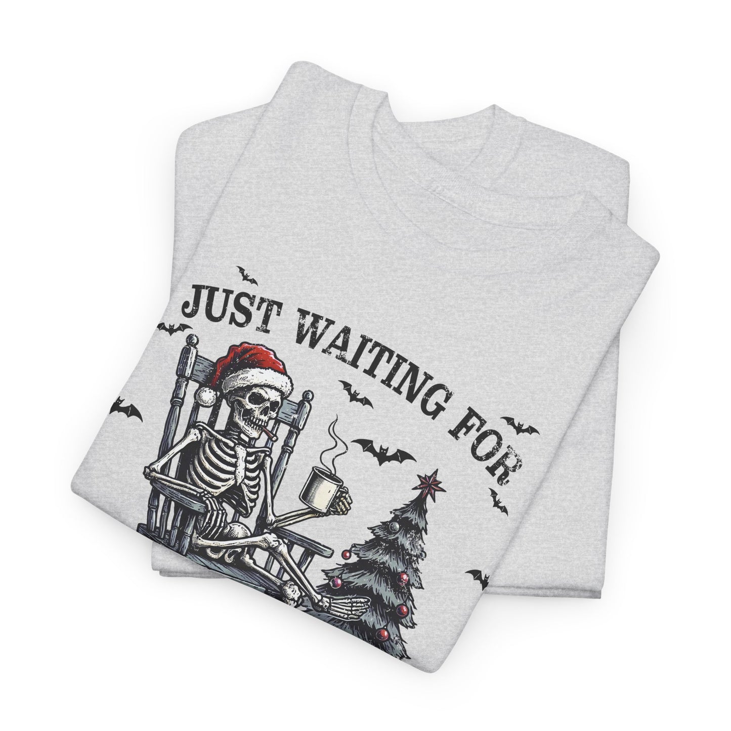 Just Waiting For Christmas Skeleton - Unisex Tee