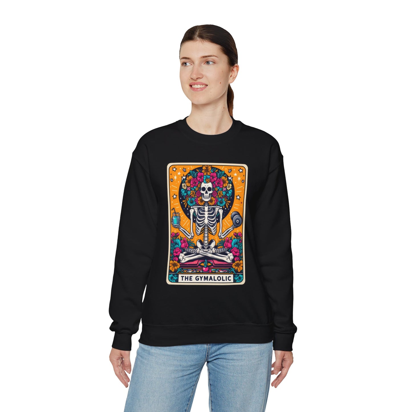 Gymaholic Skeleton Tarot Card - Unisex Heavy Blend™ Sweatshirt