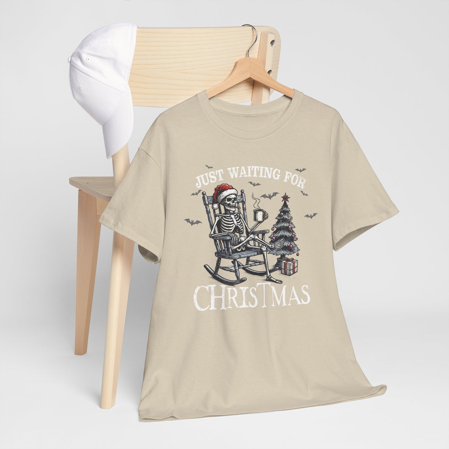Just Waiting For Christmas Skeleton - Unisex Tee