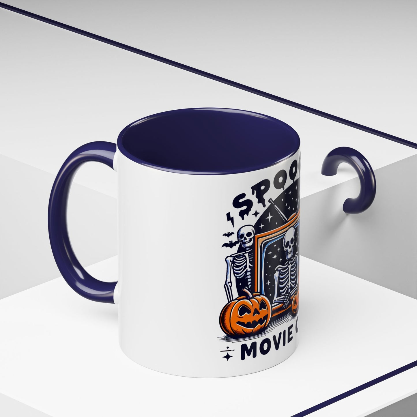Spooky Movie Club Skeletons - Color Accent Coffee Mug